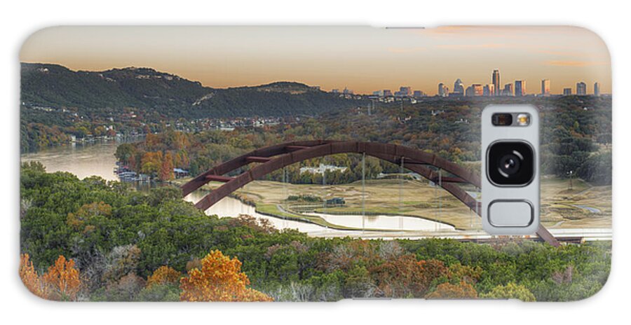 Austin Images Galaxy Case featuring the photograph 360 Bridge and the Austin Skyline in Autumn by Rob Greebon