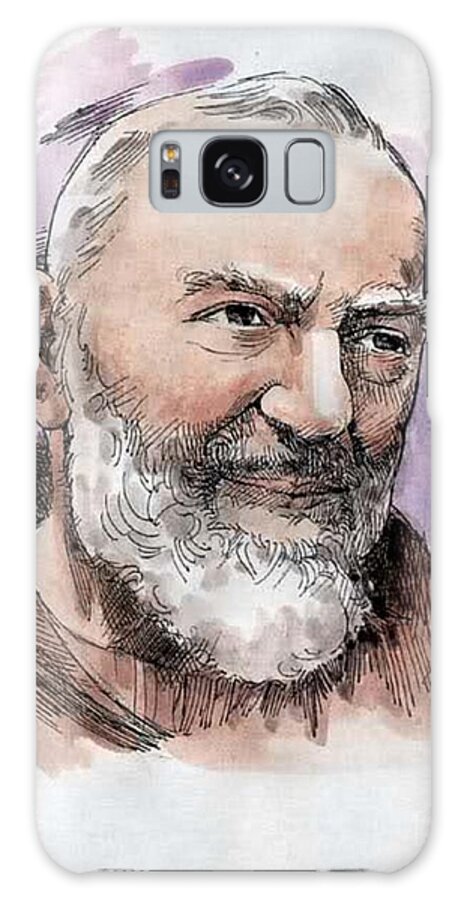 Prayer Galaxy Case featuring the drawing Padre Pio #4 by Archangelus Gallery