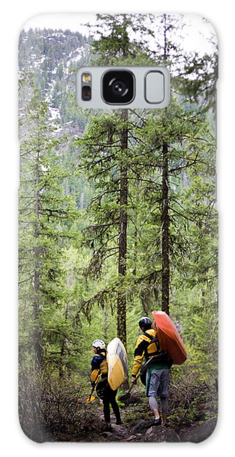 Adventure Galaxy Case featuring the photograph Two Kayakers Carry Their Boats #4 by Michael Hanson