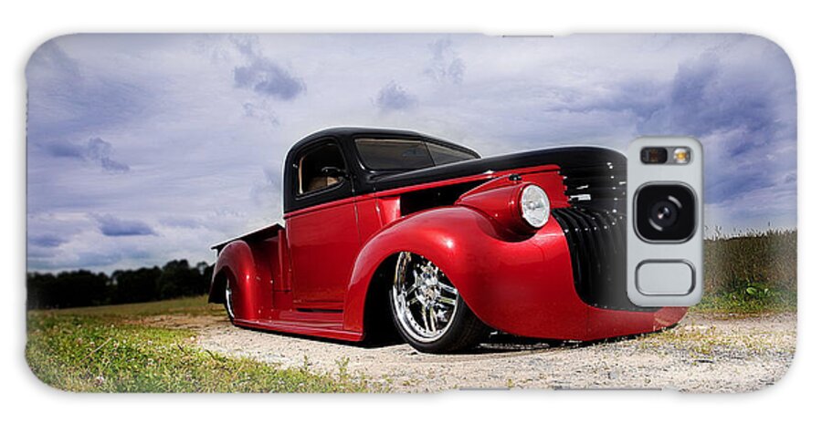 #american #muscle #car #pony #usa #motor #kustom #hotrod #hot #rod #v8 #v6 #sport #vehicle #canvas #print #acrylic #poster #cool #chevy #pick #up #low #chevrolet #metallic #red #forties #pickup Galaxy Case featuring the photograph 48' Chevy Pickup Hot Rod by Scott Cummings