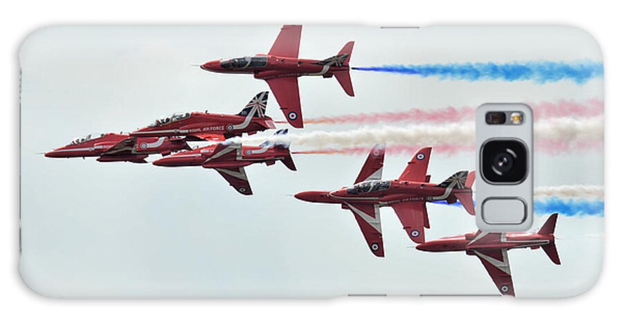 Raf Royal Air Force Aerobatic Team Red Arrows International Tattoo Fairford England Uk Anniversary Galaxy Case featuring the photograph 50th Anniversary 'Red Arrows' by Tim Beach