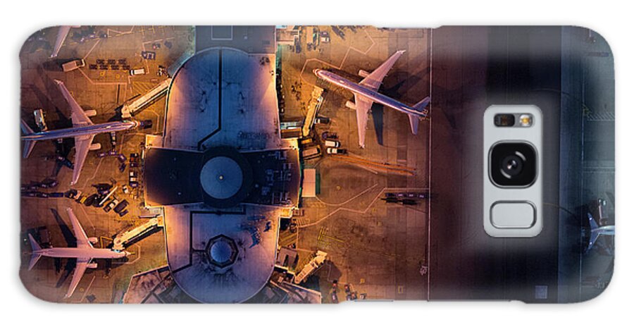 Airport Terminal Galaxy Case featuring the photograph Airliners At Gates And Control Tower #6 by Michael H
