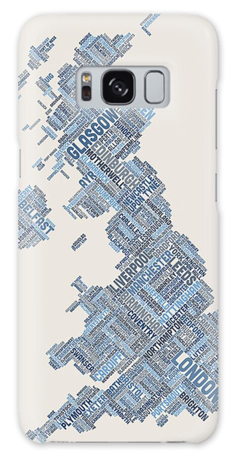 United Kingdom Galaxy Case featuring the digital art Great Britain UK City Text Map #7 by Michael Tompsett