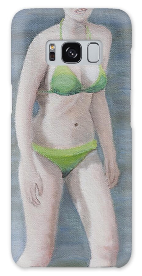 Beach Galaxy Case featuring the painting Green Bikini #7 by Masami Iida