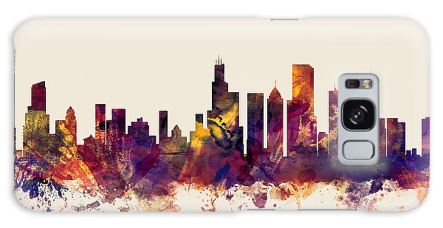 Chicago Galaxy Case featuring the digital art Chicago Illinois Skyline by Michael Tompsett