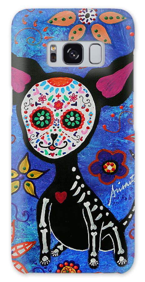 Day Of The Dead Galaxy Case featuring the painting Chihuahua Dia de los Muertos #4 by Pristine Cartera Turkus