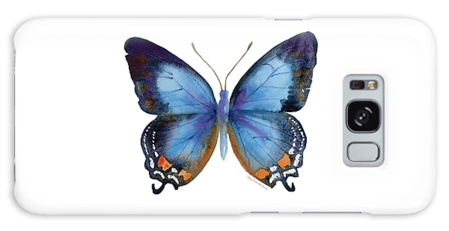 Imperial Blue Butterfly Galaxy Case featuring the painting 80 Imperial Blue Butterfly by Amy Kirkpatrick