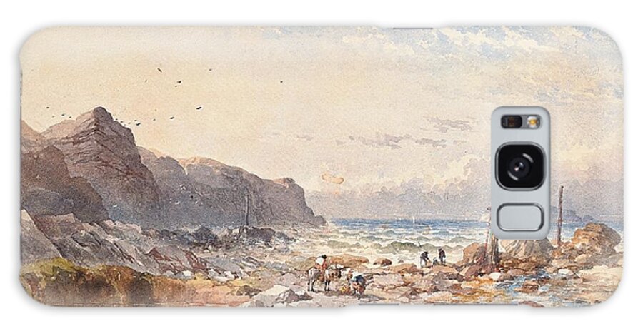 Breeze Galaxy Case featuring the painting A breezy day with fisherfolk on the foreshore by William Cook of Plymouth