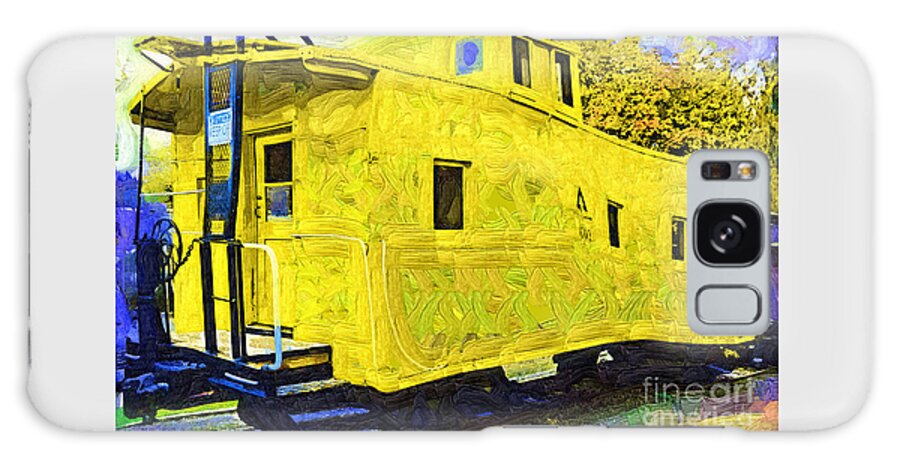 Caboose Galaxy Case featuring the digital art A Bright Yellow Caboose by Kirt Tisdale