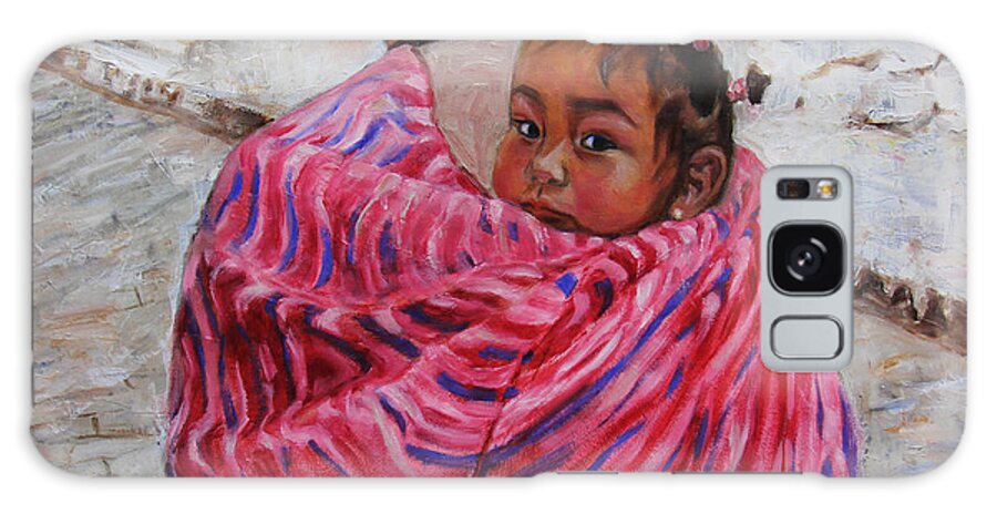 Portrait Galaxy Case featuring the painting A Bundle Buggy Swaddle - Peru Impression III by Xueling Zou