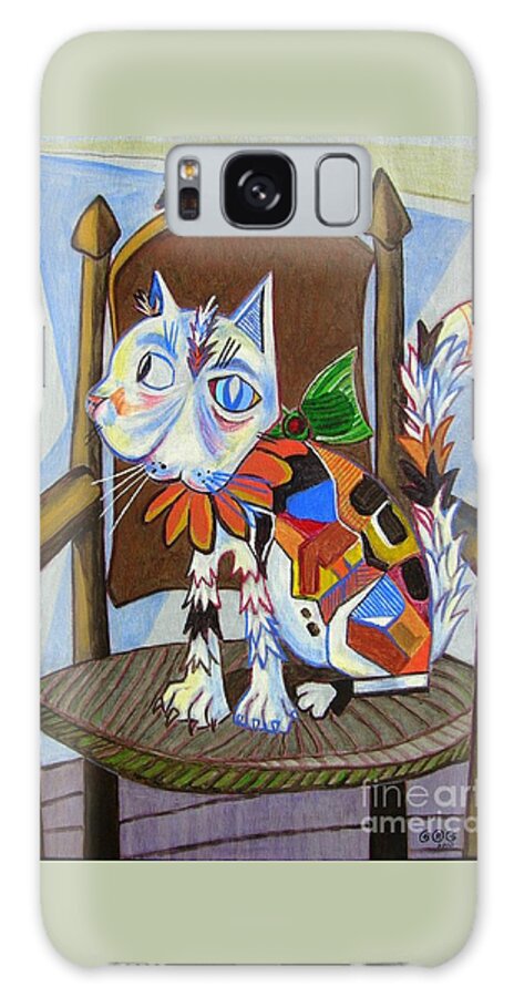 Cats Galaxy S8 Case featuring the painting A Cat for Picasso_ Chat et Souris by George I Perez