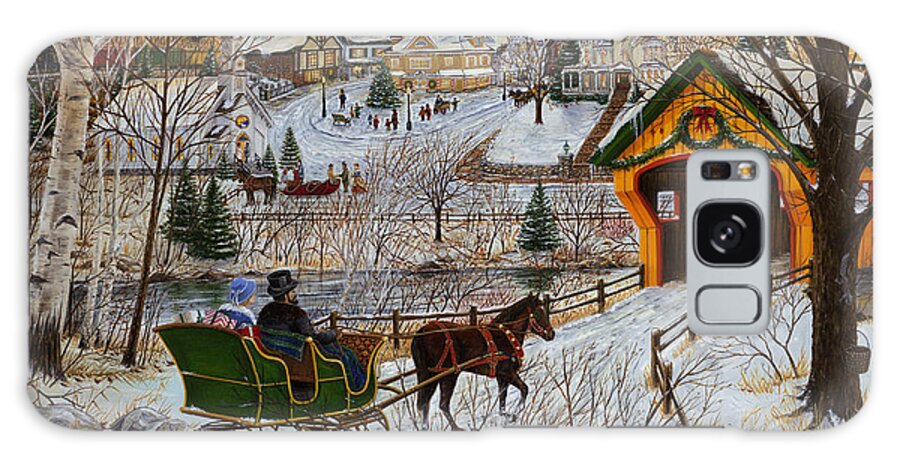 a Christmas Sleigh Ride Is A A Specially Cropped Scene From winter Memories. See The Original Full Size Painting Of winter Memories. Galaxy Case featuring the painting A Christmas Sleigh Ride by Doug Kreuger