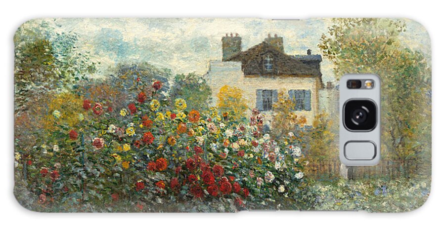 French Galaxy Case featuring the painting A Corner of the Garden with Dahlias by Claude Monet