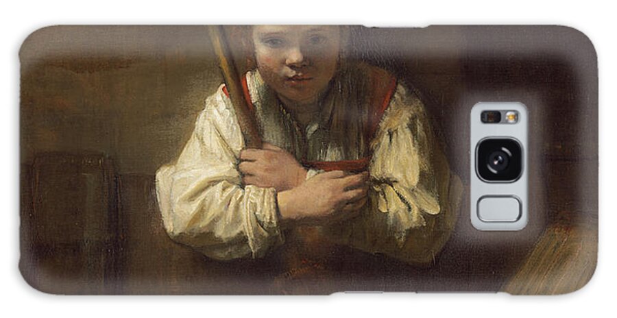 Rembrandt Galaxy Case featuring the painting A Girl with a Broom by Rembrandt by Rembrandt