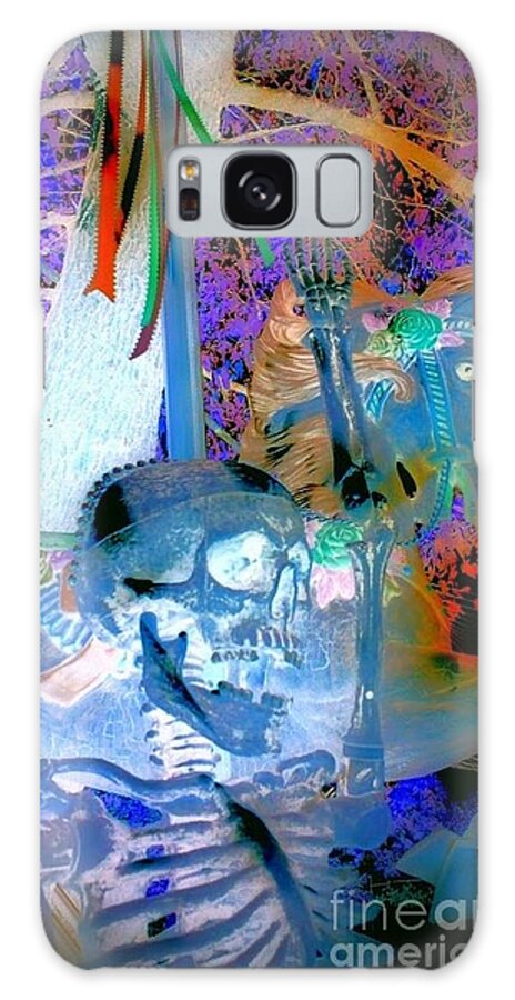 Skeleton Galaxy Case featuring the photograph A Skeleton and his Horse by Karen Newell