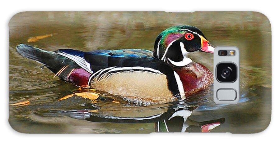 Duck Galaxy Case featuring the photograph A Wood Duck And His Reflection by Kathy Baccari