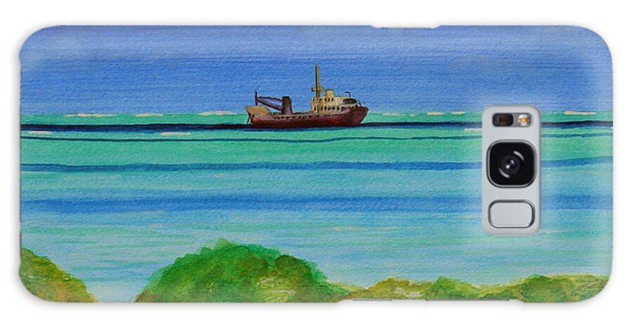 Beach Caribbean Paintings Galaxy Case featuring the painting Abandoned in the Turquise Waters by Robyn Saunders