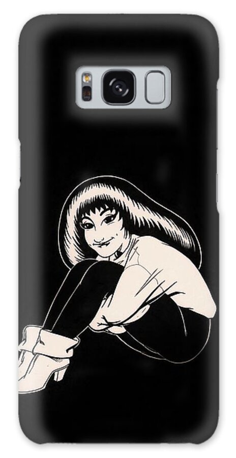 Vampire Galaxy S8 Case featuring the drawing Abbey in Boots Against Black Field by Richard Moore