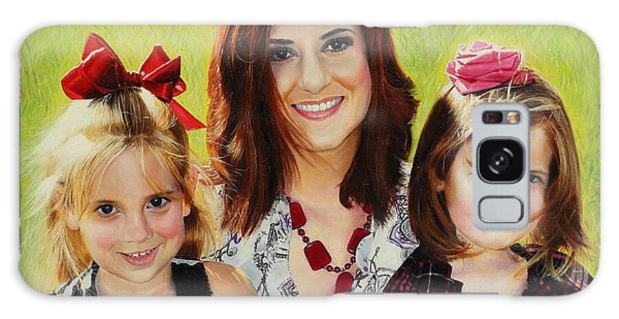 Family Portraits Galaxy Case featuring the painting Abby and the Girls by Glenn Beasley
