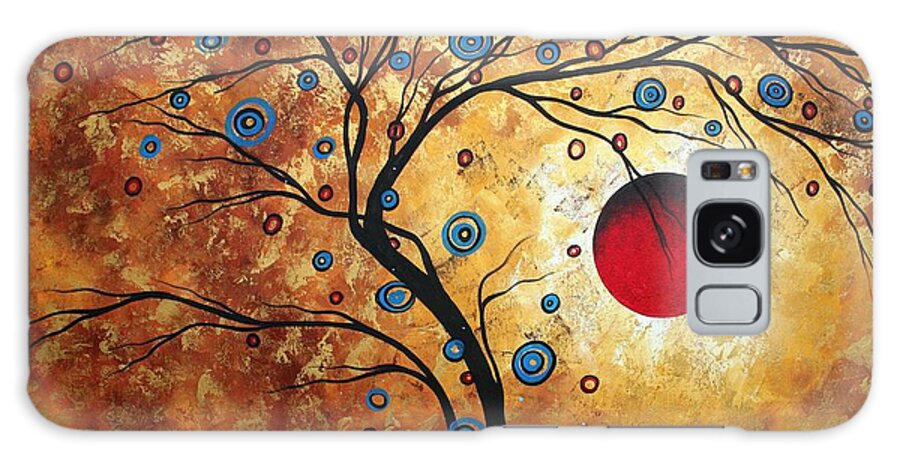 Abstract Galaxy Case featuring the painting Abstract Art Landscape Tree Metallic Gold Texture Painting FREE AS THE WIND by MADART by Megan Aroon