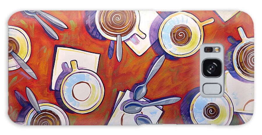 Coffee Print Galaxy Case featuring the painting Abstract coffee art ... The Get Together by Amy Giacomelli