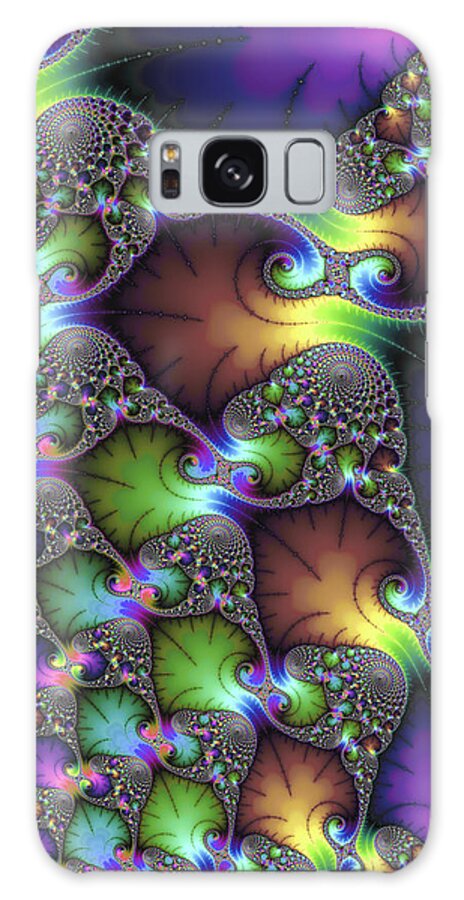 Fractal Galaxy Case featuring the digital art Abstract fractal art purple sienna green by Matthias Hauser