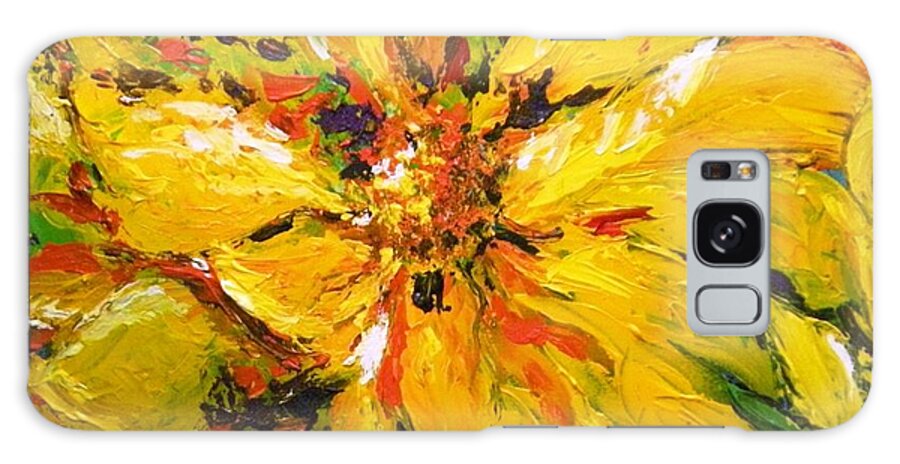 Flower Galaxy Case featuring the painting Abstract Sunflower by Lori Ippolito