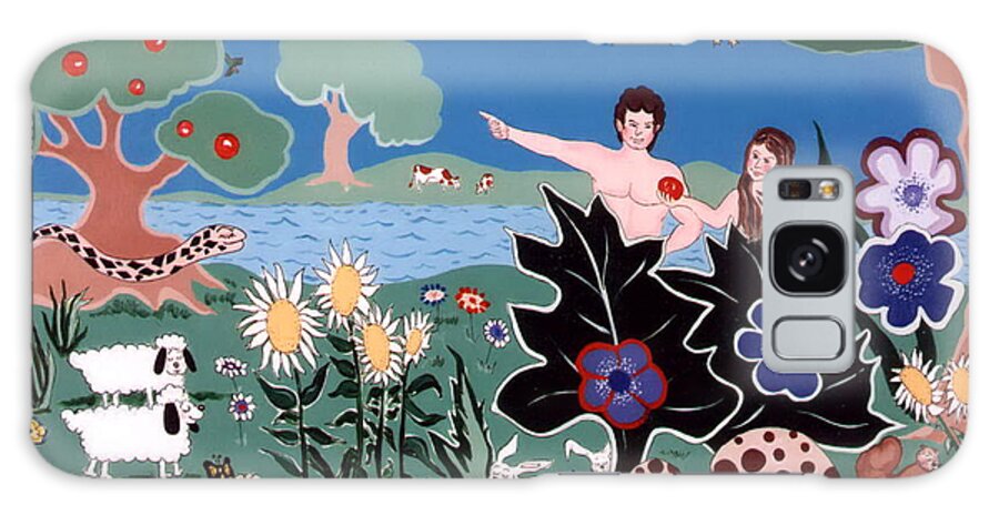 Eden Galaxy Case featuring the painting Adam and Eve by Joyce Gebauer
