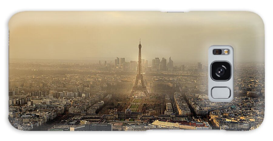 Eiffel Tower Galaxy Case featuring the photograph Aerial View Of Paris And Eiffel Tower by Martial Colomb