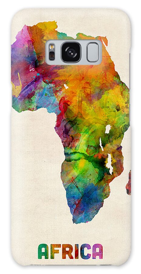 Map Art Galaxy Case featuring the digital art Africa Watercolor Map by Michael Tompsett
