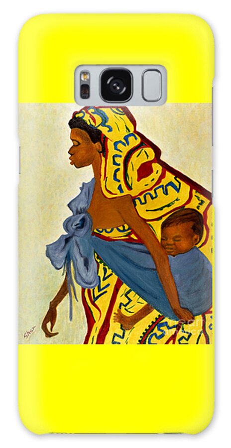 Africa Galaxy Case featuring the painting Mama Toto African Mother and Child by Sher Nasser