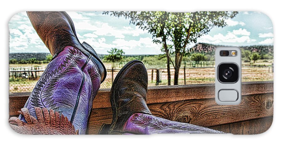 Cowboy Galaxy Case featuring the photograph After the Ride by Karen Slagle