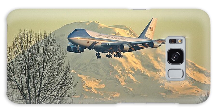 Air Force One Galaxy Case featuring the photograph Air Force One and Mt Rainier by Jeff Cook