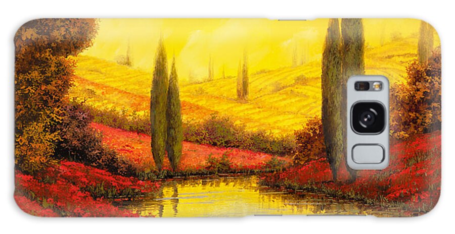 Yellow Sky Galaxy Case featuring the painting Al Tramonto Sul Torrente by Guido Borelli
