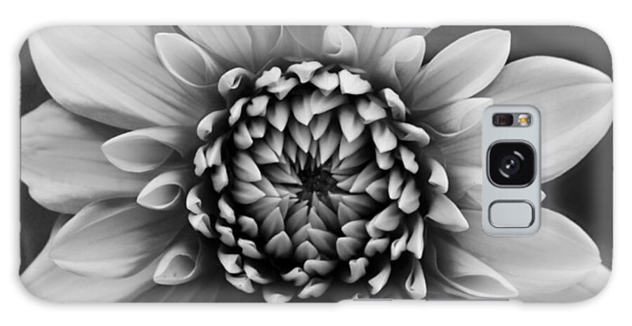 Dahlia Galaxy Case featuring the photograph Ala Mode Dahlia In Black and White by Jeanette C Landstrom