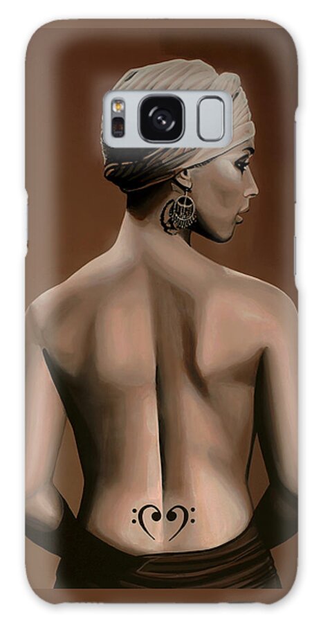 Alicia Keys Galaxy Case featuring the painting Alicia Keys by Paul Meijering