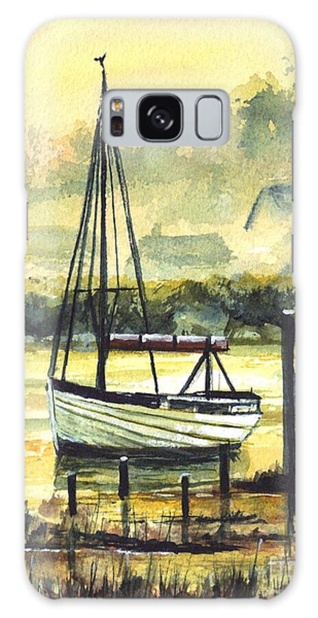 Nautical Galaxy Case featuring the painting Reflections In A Sunset by Carol Wisniewski