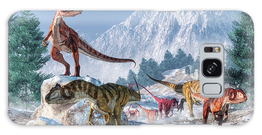 Allosaurus Galaxy Case featuring the digital art Allosaurus Pack by Daniel Eskridge