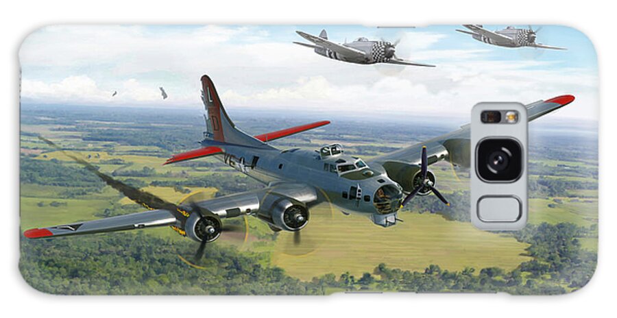 Airplane Galaxy Case featuring the painting Almost Home B-17 Flying Fortress by Mark Karvon