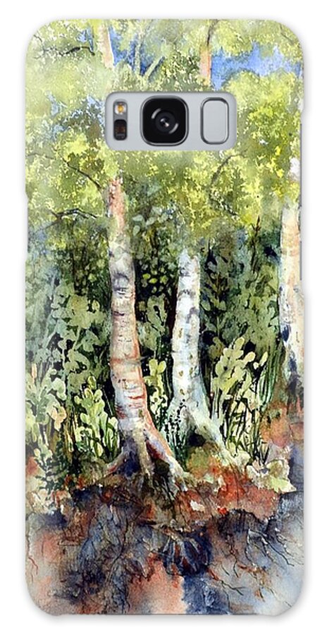 Birch Painting Galaxy Case featuring the painting Along the Bank by Pamela Lee