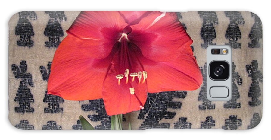 Amaryllis Galaxy Case featuring the photograph Amaryllis Flower with Guatemalan Mountain Blanket by Elizabeth Stedman