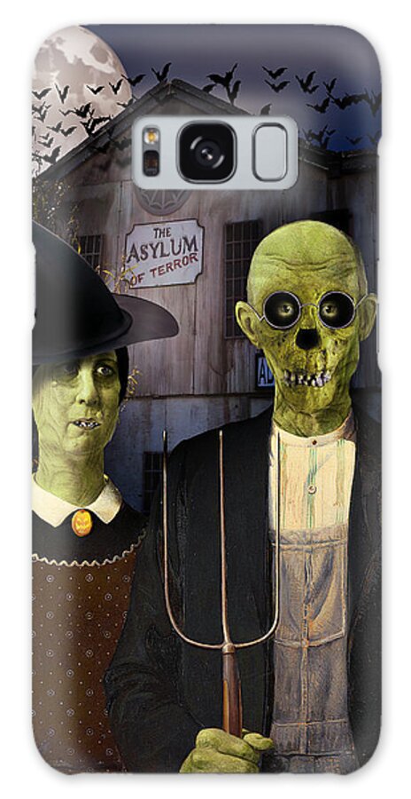 American Gothic Galaxy Case featuring the digital art American Gothic Halloween by Gravityx9 Designs
