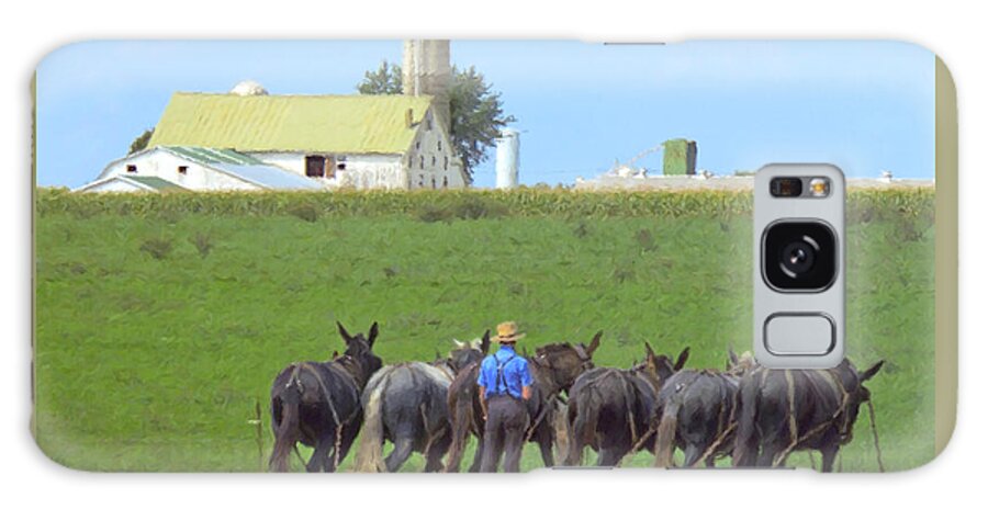 Amish Galaxy Case featuring the photograph Amish Farmer Working the Land by Diane Diederich