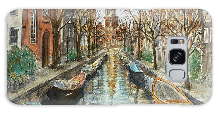 Architecture Galaxy S8 Case featuring the painting Amsterdam by Henrieta Maneva