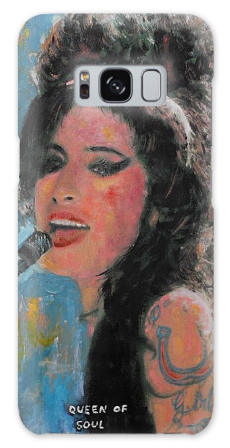 Amy Winehouse Galaxy Case featuring the painting Amy Winehouse singing by Sam Shaker