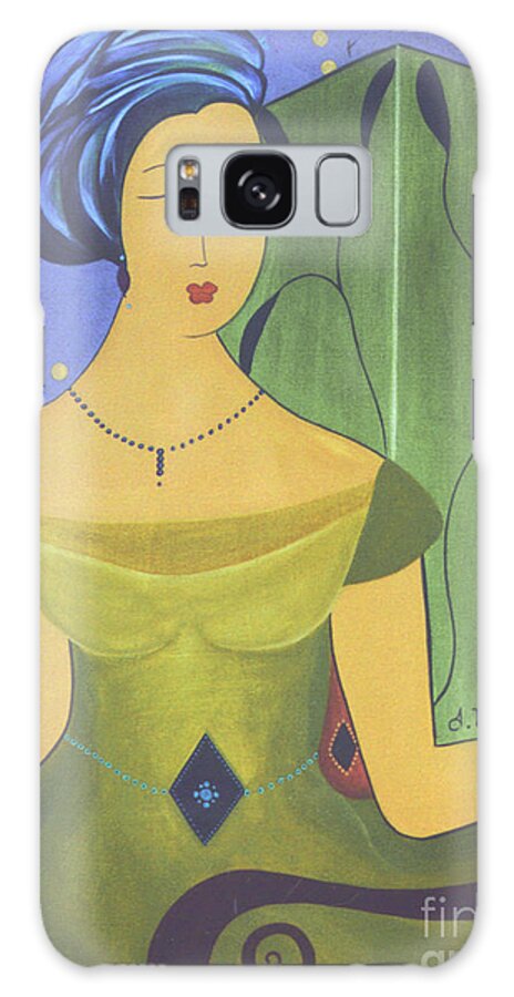 #female #figurative #decorative #fineart #art #images #painter #artist #print #commissioned #feminine #beauty #ancientbeauty Galaxy Case featuring the painting Ancient Beauty by Jacquelinemari