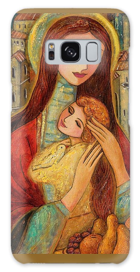 Mother And Child Galaxy Case featuring the painting Ancient Mother and Son by Shijun Munns
