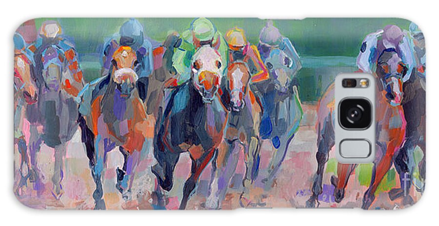 Saratoga Galaxy Case featuring the painting And Down the Stretch They Com by Kimberly Santini