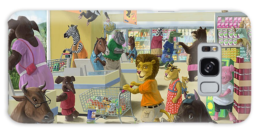 Supermarket Galaxy Case featuring the painting Animal Supermarket by Martin Davey