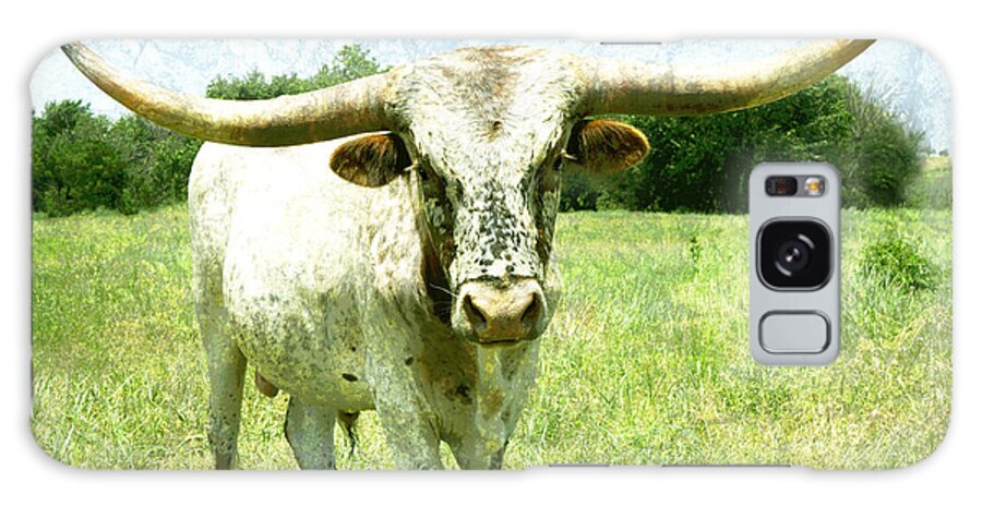Cow Galaxy S8 Case featuring the photograph animals - cows -Longhorn in Summer Pasture by Ann Powell